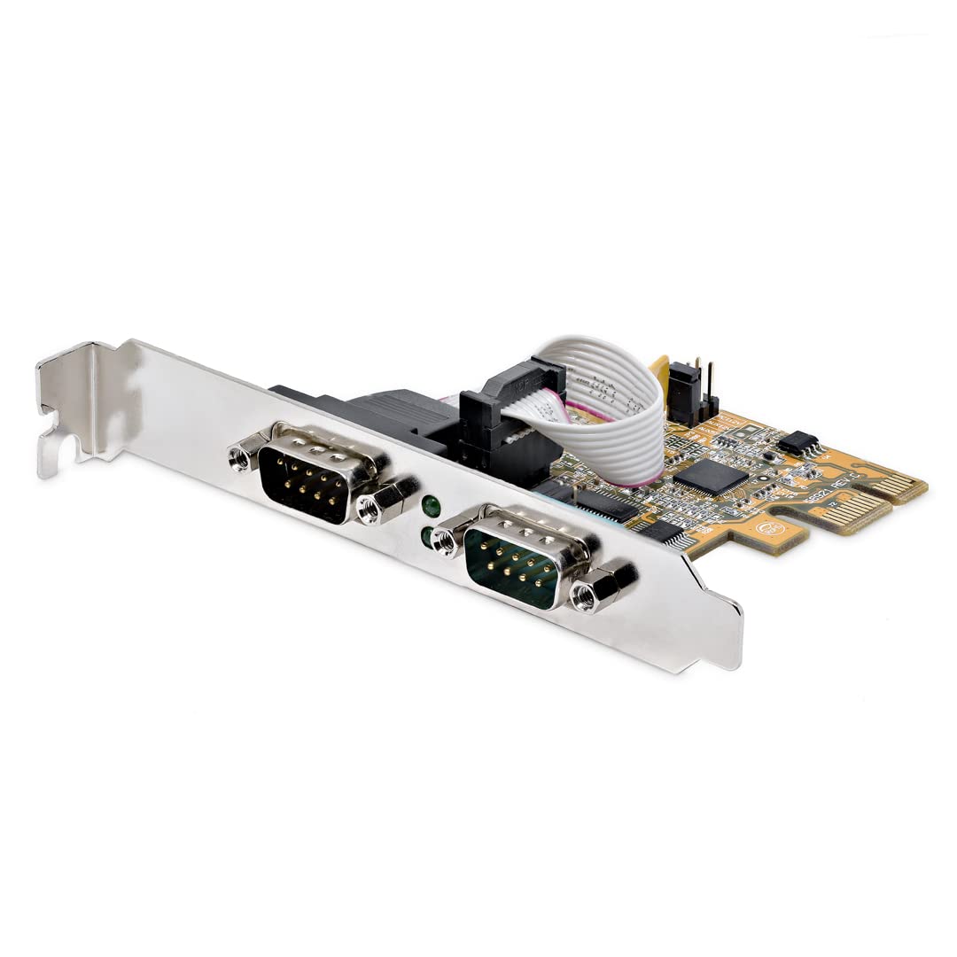 StarTech.com 2-Port PCI Express Serial Interface Card, Dual Port PCIe to RS232 (DB9) Serial Card, 16C1050 UART, Low/Full Profile Brackets, COM Retention, For Windows/Linux (21050-PC-SERIAL-LP