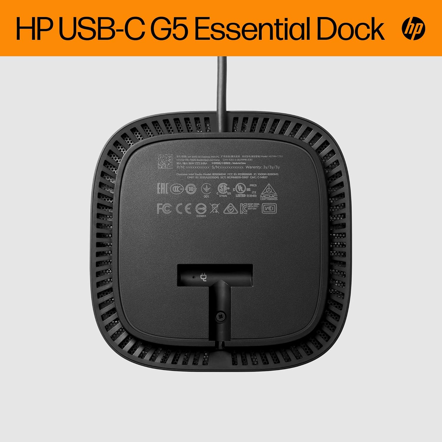 HP USB-C G5 ESSENTIAL DOCK - Black USB-C Laptop Docking Station With Ethernet, 2x Display Port, 1x HDMI 2.0, 1X RJ-45, Audio Jack, 4x SuperSpeed USB Type-A and 1x USB-C
