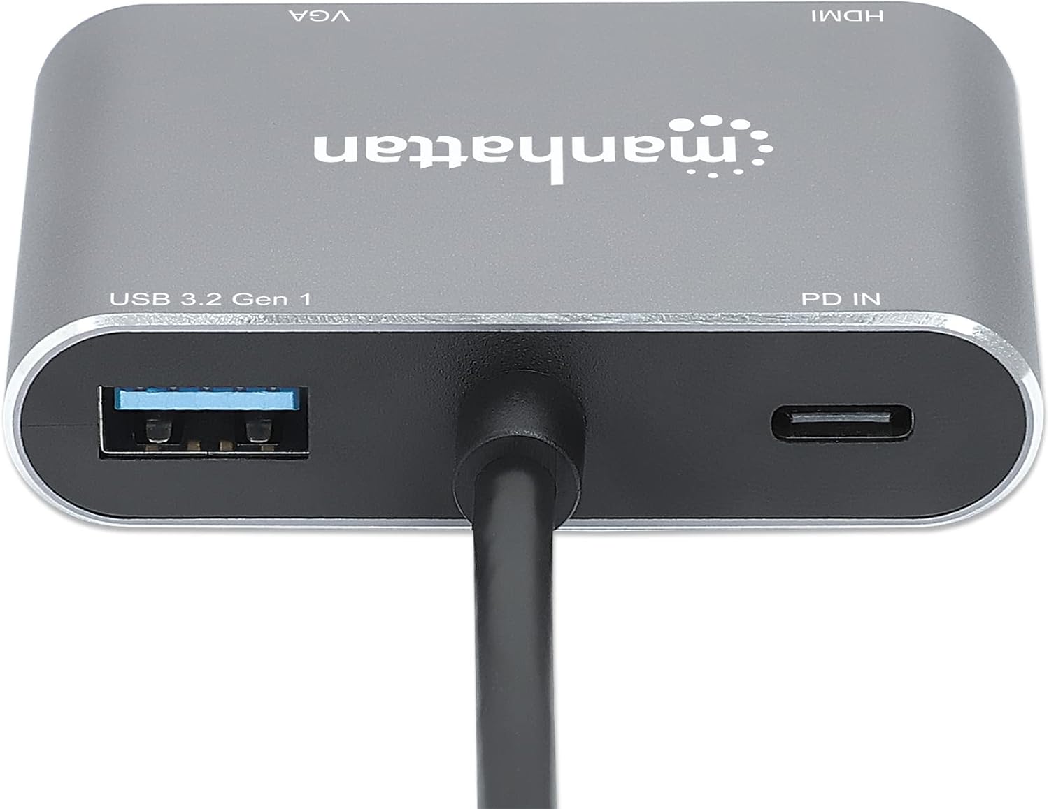 Manhattan USB-C Dock/Hub, Ports (X4): Hdmi, USB-A, USB-C and Vga, W128292027 (Hdmi, USB-A, USB-C and Vga, with Power Delivery (87W) To USB-C Port (Note Add USB-C Wall Charger and USB-C