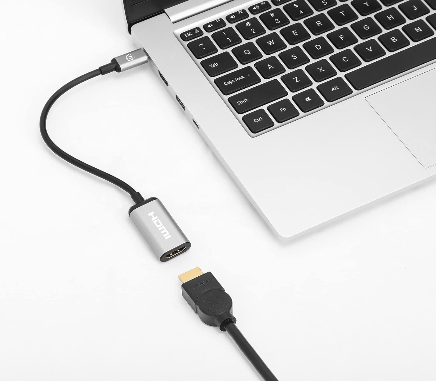 Manhatten 4K@60Hz USB-C to HDMI Adapter USB 3.2 Type C Male to HDMI Female Active Converter Aluminum 15cm Black