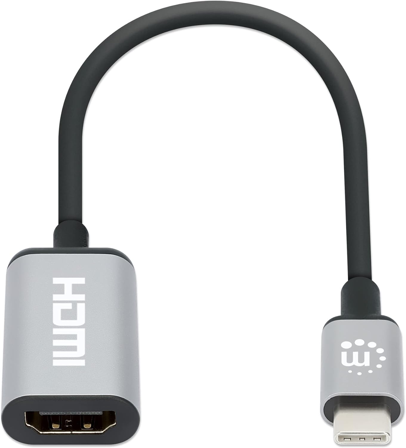 Manhatten 4K@60Hz USB-C to HDMI Adapter USB 3.2 Type C Male to HDMI Female Active Converter Aluminum 15cm Black