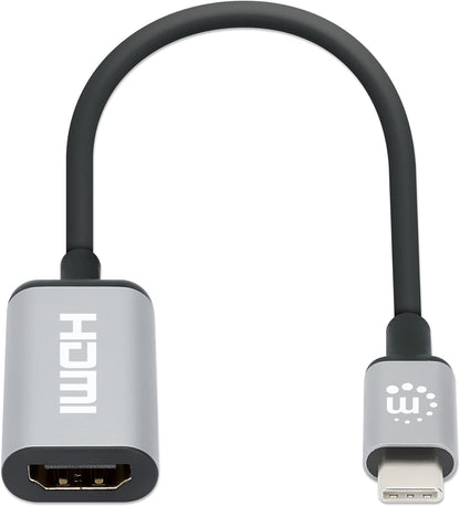 Manhatten 4K@60Hz USB-C to HDMI Adapter USB 3.2 Type C Male to HDMI Female Active Converter Aluminum 15cm Black