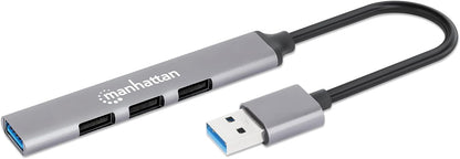 Manhattan 4 Port USB-A Hub 3 x 480 Mbit/s 1 x Gbit/s USB-A Male
