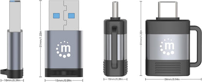 Manhattan 2 Piece Set: USB-C to USB-A Adapter & USB-A to USB-C Adapter