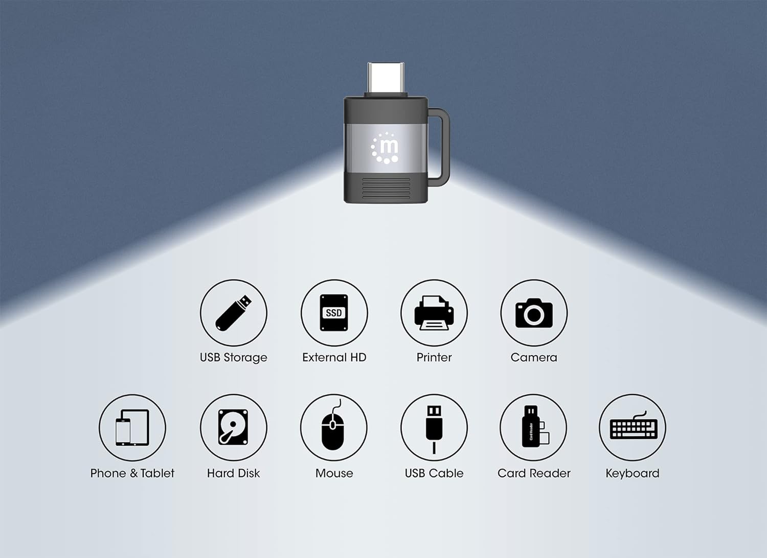 Manhattan 2 Piece Set: USB-C to USB-A Adapter & USB-A to USB-C Adapter