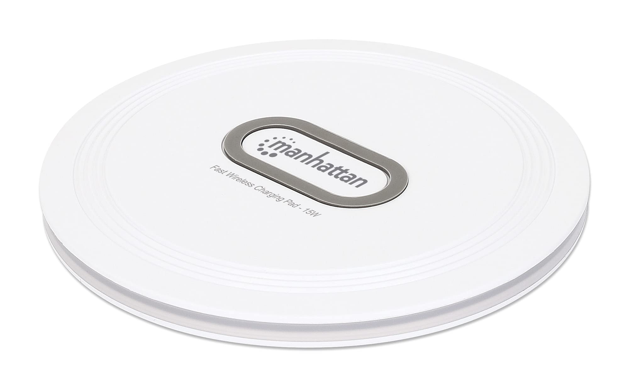 Manhattan Products 406024 Induction Charging Pad Wireless Charger with Quick Charge Function, 15 W / 10 W / 7.5 W / 5 W Output, White