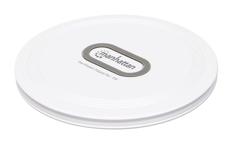 Manhattan Products 406024 Induction Charging Pad Wireless Charger with Quick Charge Function, 15 W / 10 W / 7.5 W / 5 W Output, White