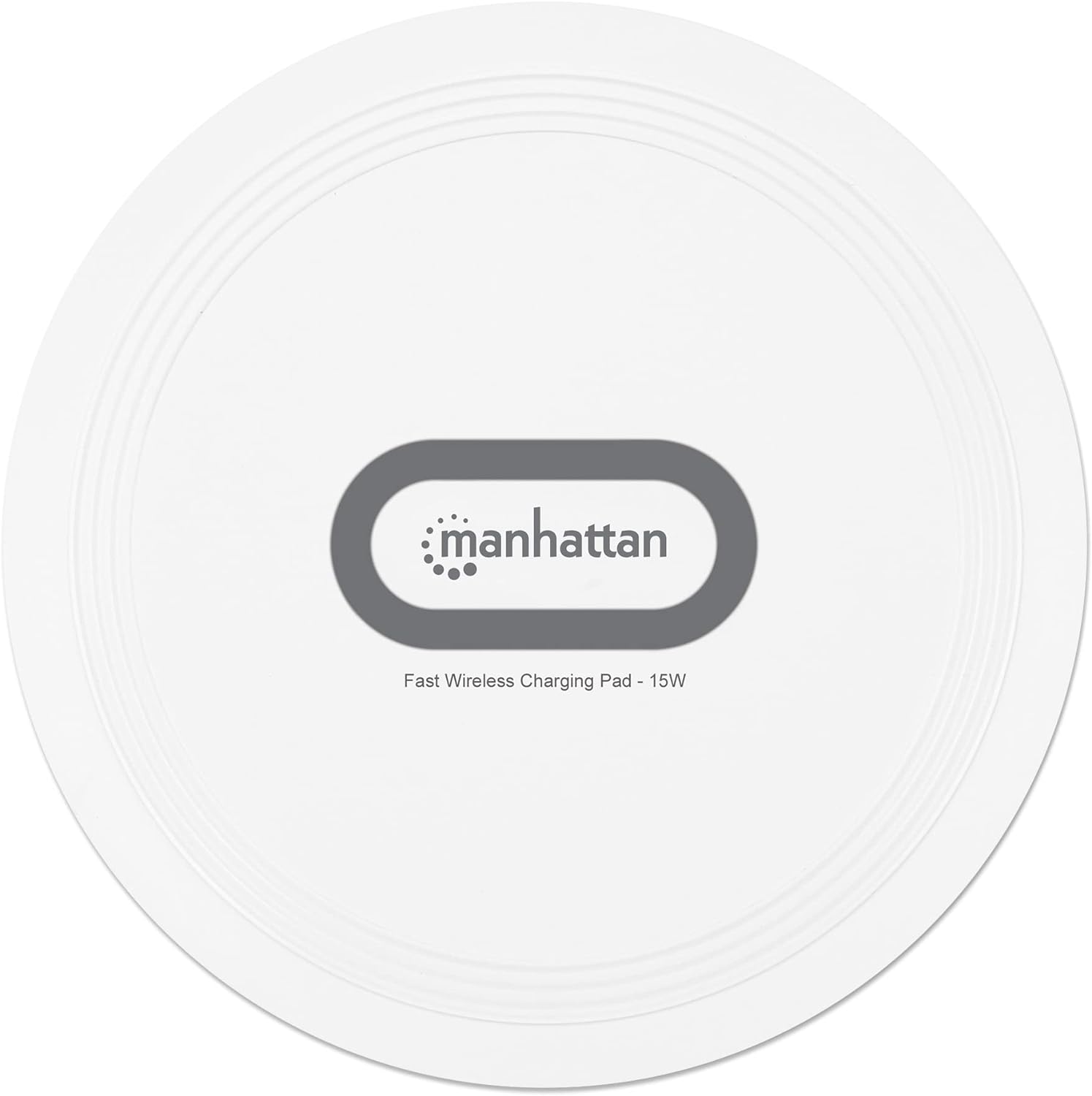 Manhattan Products 406024 Induction Charging Pad Wireless Charger with Quick Charge Function, 15 W / 10 W / 7.5 W / 5 W Output, White