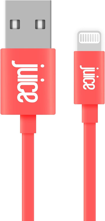 Juice XL 2m Apple Lightning Cable. USB to Lightning iPhone Charger Cable, MFI Certified Apple Charger Cable. Long, Durable iPad Charger Cable & iPhone Cable (Coral