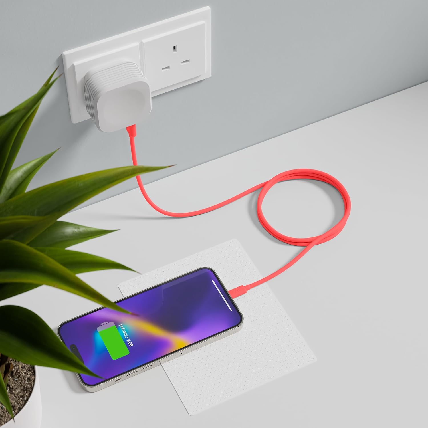 Juice XL 2m Apple Lightning Cable. USB to Lightning iPhone Charger Cable, MFI Certified Apple Charger Cable. Long, Durable iPad Charger Cable & iPhone Cable (Coral