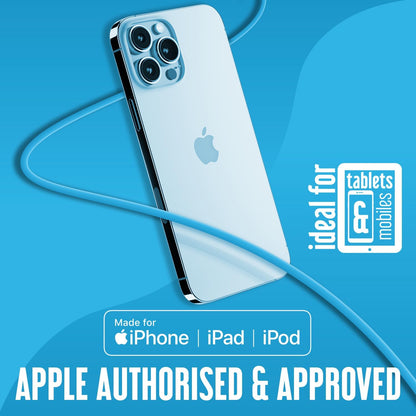 Juice Apple iPhone Lightning 3m Charger and Sync Cable for Apple iPhone 13, 13 Pro, 12 | PRO | Mini, SE, 11, XS, XR, X, 8, 7, 6, 5, iPad, Pro, Air, Mini, Airpods Pro