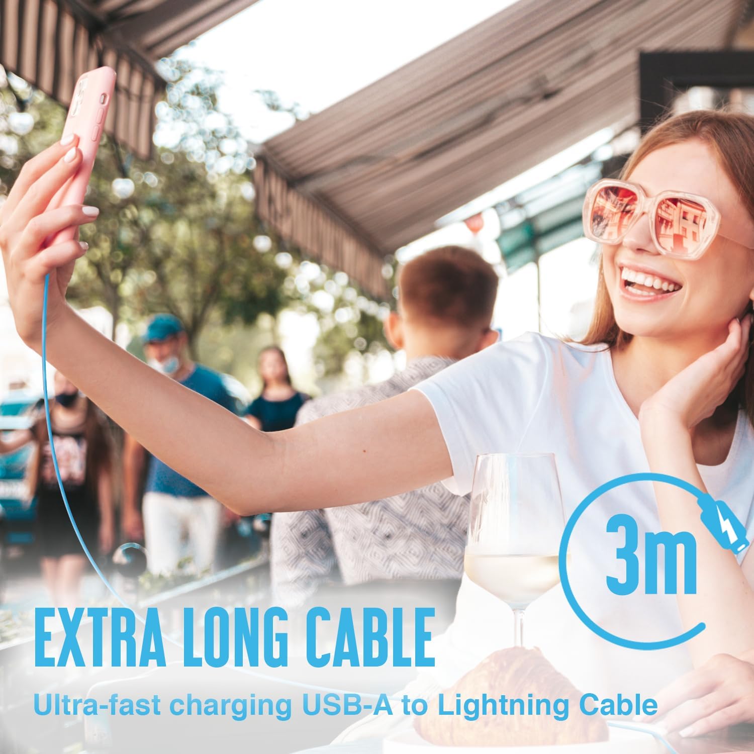 Juice Apple iPhone Lightning 3m Charger and Sync Cable for Apple iPhone 13, 13 Pro, 12 | PRO | Mini, SE, 11, XS, XR, X, 8, 7, 6, 5, iPad, Pro, Air, Mini, Airpods Pro