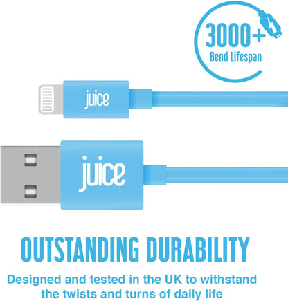 Juice Apple iPhone Lightning 3m Charger and Sync Cable for Apple iPhone 13, 13 Pro, 12 | PRO | Mini, SE, 11, XS, XR, X, 8, 7, 6, 5, iPad, Pro, Air, Mini, Airpods Pro