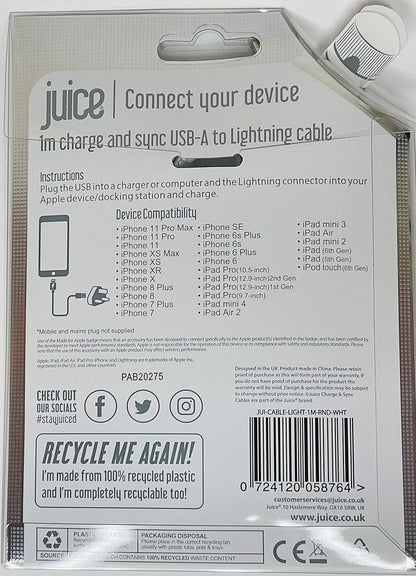 Juice Apple Lightning Charging Cable 1m