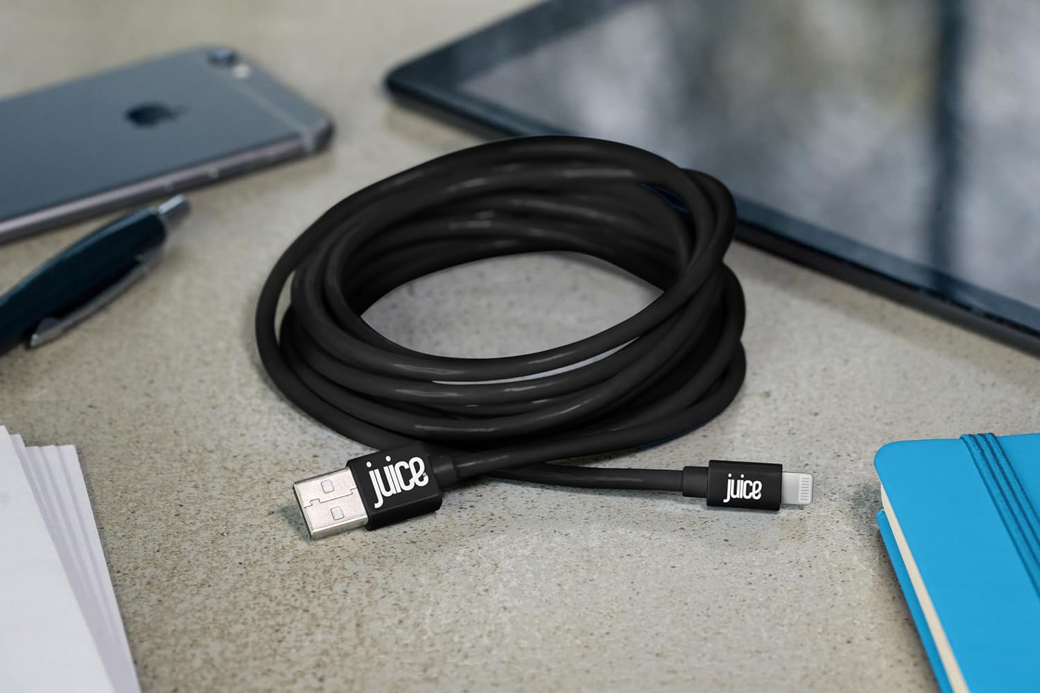 Juice XXL 3m Apple Lightning Cable. USB to Lightning iPhone Charger Cable, MFI Certified Apple Charger Cable. Long, Durable iPad Charger Cable & iPhone Cable (Black