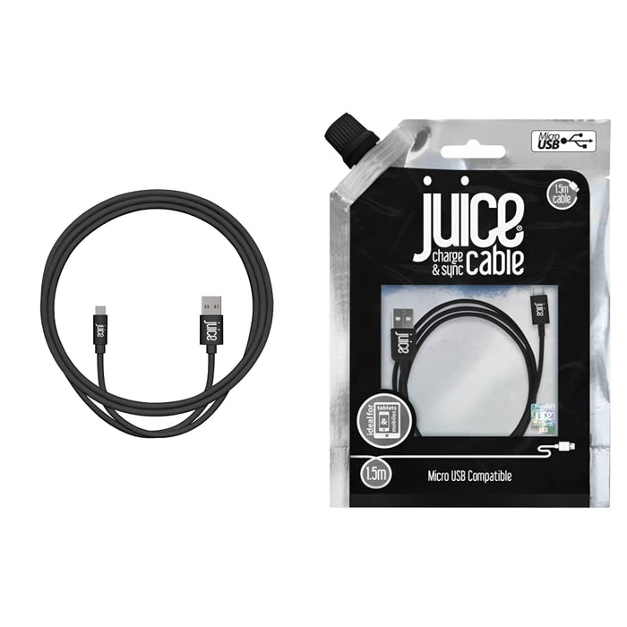 Juice USB Type C 1m Charger and Sync Cable for Samsung Galaxy S20, S10, S9, S8, S20 Plus, Huawei P30, P20, Google Pixel 6 - Black & Micro USB Charge and Sync Cable, 1.5M