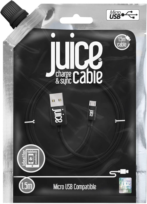 Juice USB Type C 1m Charger and Sync Cable for Samsung Galaxy S20, S10, S9, S8, S20 Plus, Huawei P30, P20, Google Pixel 6 - Black & Micro USB Charge and Sync Cable, 1.5M