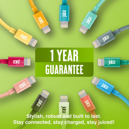 Juice Apple iPhone Lightning 3m Charger and Sync Cable for Apple iPhone 13, 13 Pro, 12, 12 Mini, SE, 11, XS, XR, X, 8, 7, 6, 5, iPad, Pro, Air, Mini, Airpods Pro