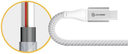 Alogic - Ultra USB-C to USB-C cable 5A/480Mbps - Silver (Length: 3 m)