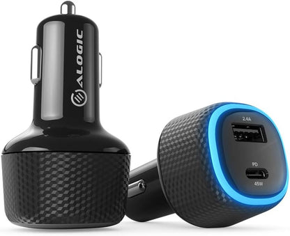 Rapid 2 Port Usb-C Usb-A Laptop Phone Car Charger - 45W