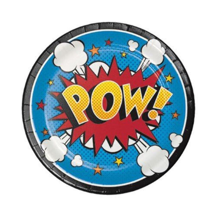 Creative Party PC324836 Comic Slogan Round Dessert Paper Plates, 7"-8 Pcs, Black (Pack of 3