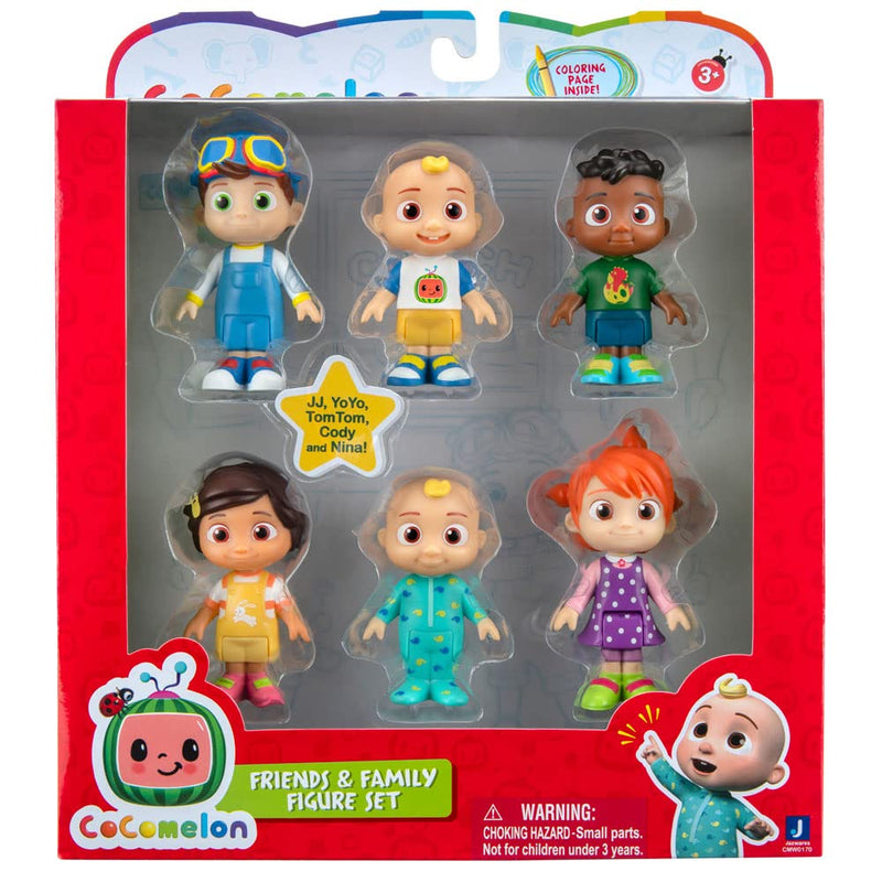 CoComelon 6 Figure Family and Friends - Includes JJ, YoYo, TomTom, Nina, Cody - Toys for Kids and Preschoolers