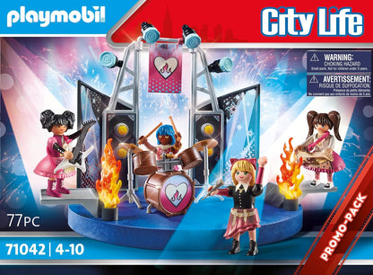 PLAYMOBIL City Life 71042 Music Band mit Cooler Bühne und viel Zubehör, ab 4 Jahren