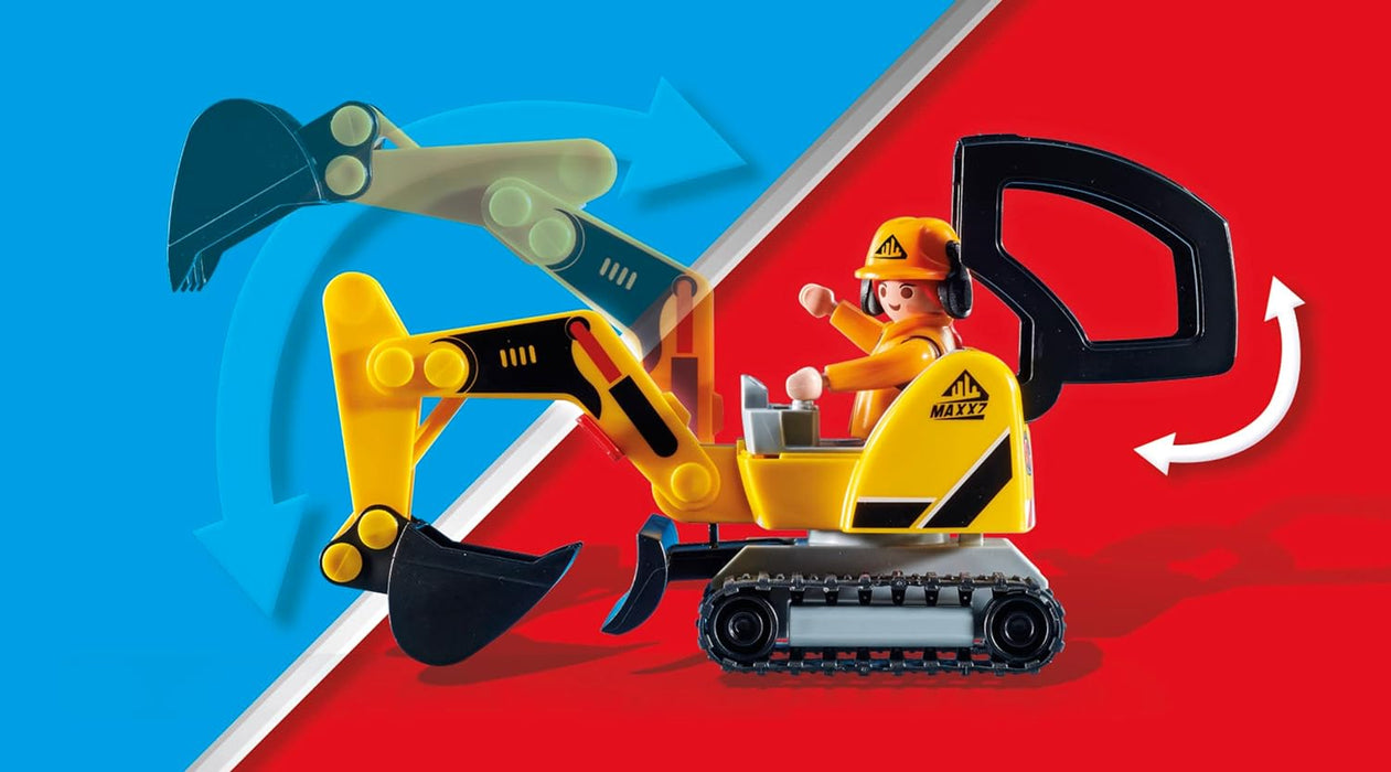 Playmobil 71045 Road Works Construction Zone Promo Pack, city life, construction, road works, road sweeper, building site, construction toys, digger, play-set suitable for ages 4+