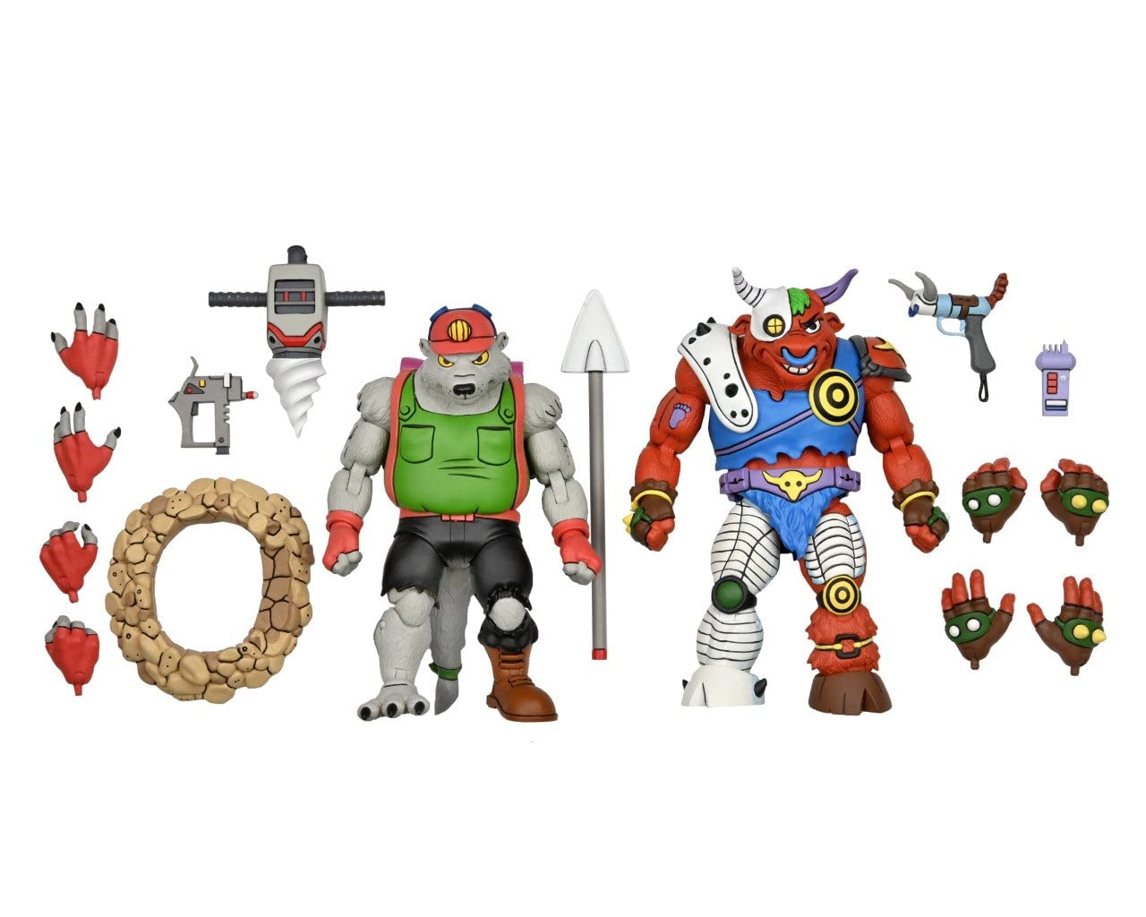 NECA - TMNT Cartoon Dirtbag/GROUNDCHUCK 2er-Pack Statuen, Mehrfarbig (81893