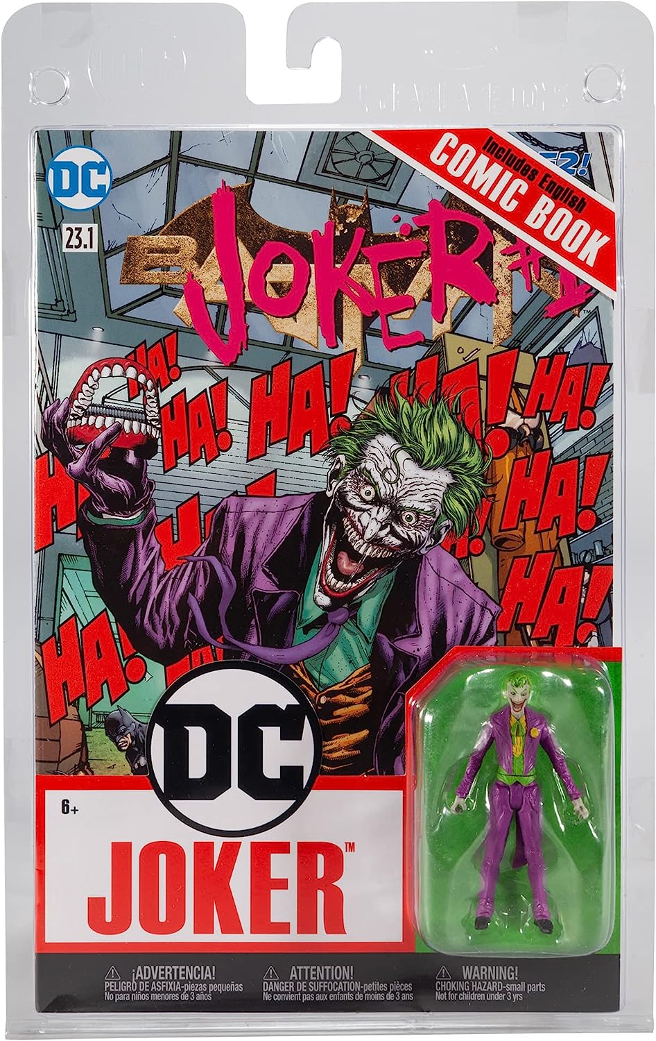 McFarlane Toys, DC Page Punchers, 3-Inch DC Comic Rebirth Joker Action Figure with 5 points of articulation, Collectible DC Figure with Character Comic Book – Ages 12+