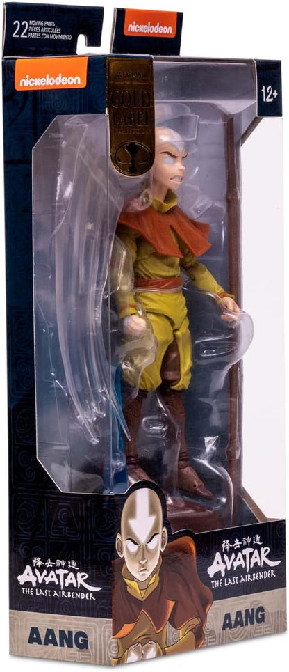 McFarlane Toys, Avatar the Last Airbender 7-inch Gold Label Aang Action Figure with 22 Moving Parts, Collectible Figure with Accessories and Collectors Stand Base – Ages 12+