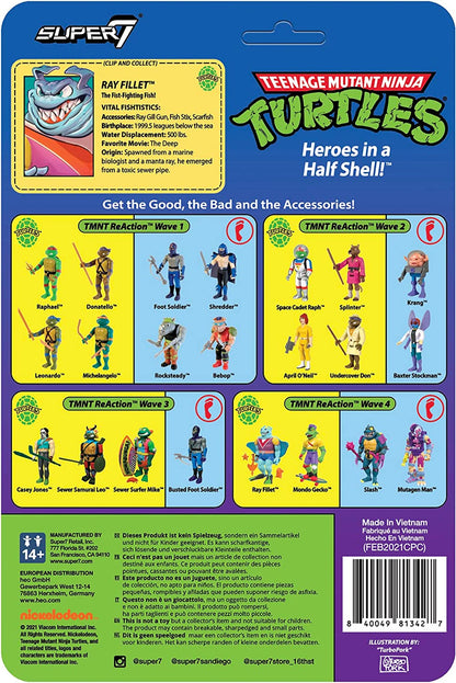 Super7 Teenage Mutant Ninja Turtles Ray Fillet 3.75 in Reaction Figure