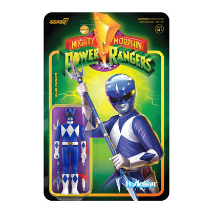 Super7 Mighty Morphin Power Rangers Blue Ranger - Figura de acción de Power Rangers de 3.75 pulgadas con accesorios, coleccionables clásicos y juguetes retro
