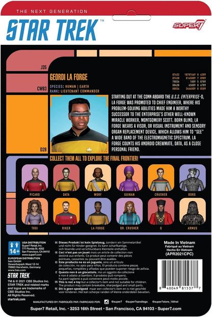 Super7 Star Trek: The Next Generation Lt. Commander La Forge - Figura di reazione in scala 9,5 cm