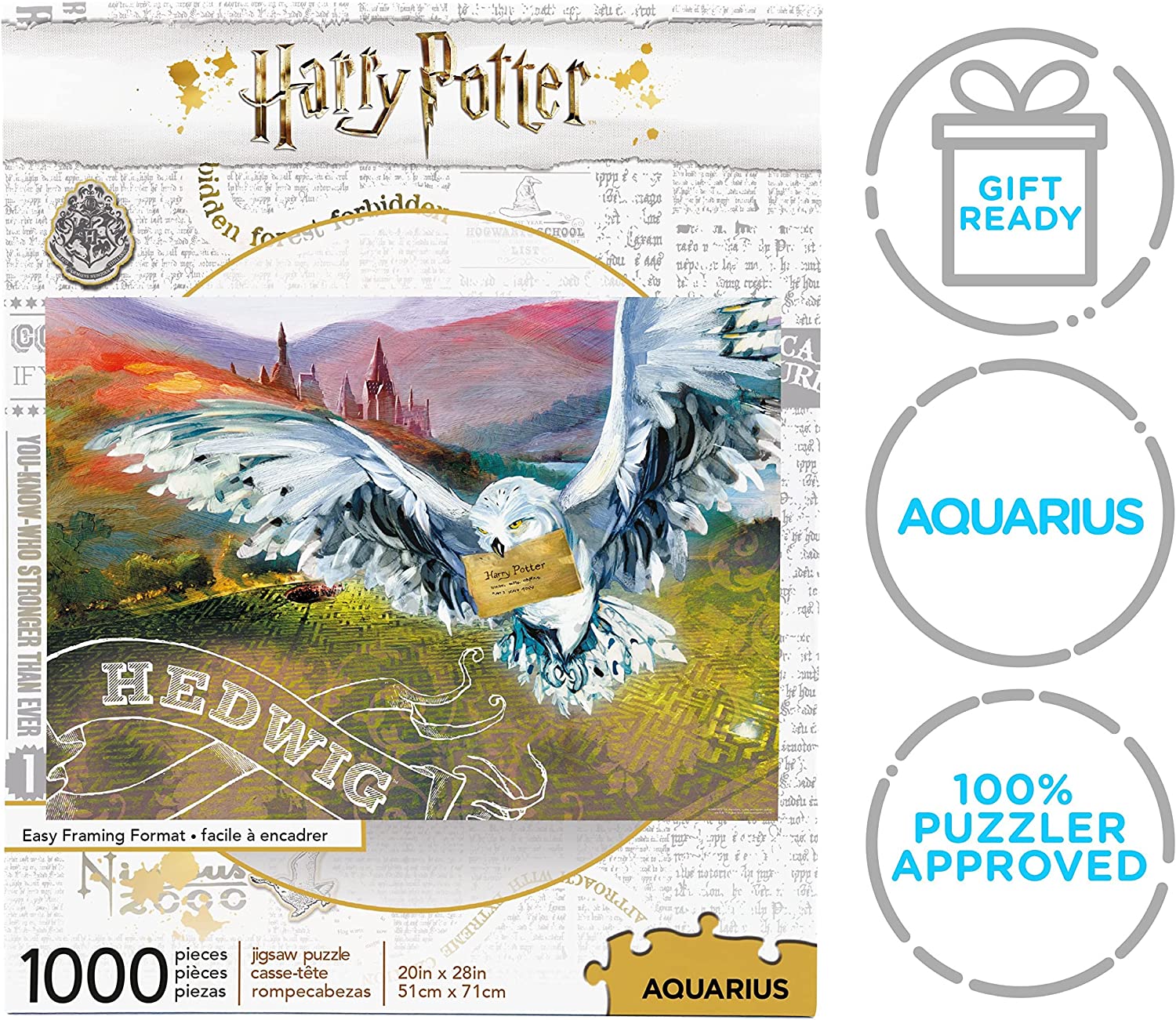 AQUARIUS Harry Potter Puzzle Hedwig (1000 Piece Jigsaw Puzzle) - Officially Licensed Harry Potter Merchandise & Collectibles - Glare Free - Precision Fit - 20 x 28 Inches
