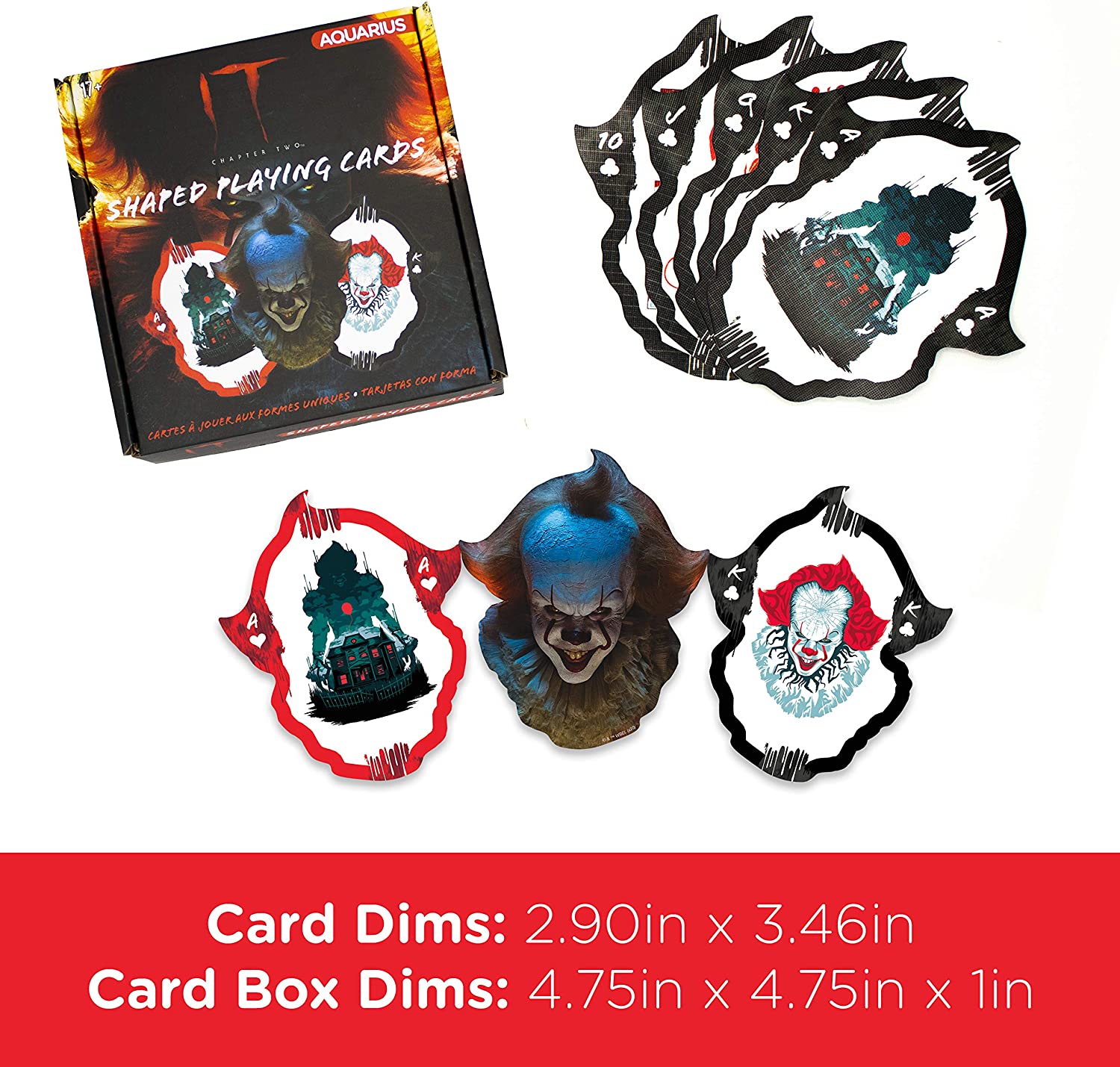 AQUARIUS IT Chapter 2 Shaped Playing Cards - IT Chapter 2 Themed Deck of Cards for Your Favorite Card Games - Officially Licensed IT Movie Merchandise & Collectibles