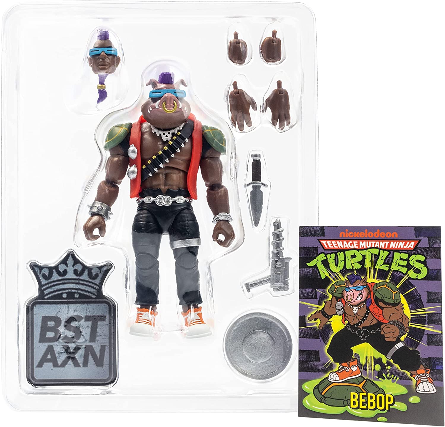 The Loyal Subjects BST AXN Teenage Mutant Ninja Turtles Bebop 80's 5" Action Figure with Accessories