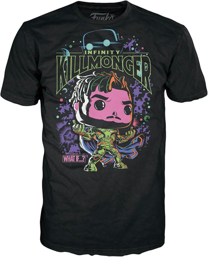 Funko Pop! & Tee: What If - Killmonger - Large - (L) - Anything Goes - T-Shirt - Clothes With Collectable Vinyl Figure - Gift Idea - Toys and Short Sleeve Top for Adults Unisex Men and Women