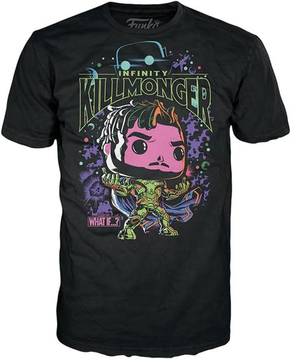 Funko Pop! & Tee: What If - Killmonger - Extra Large - (XL) - Anything Goes - T-Shirt - Clothes With Collectable Vinyl Figure - Gift Idea - Toys and Short Sleeve Top for Adults Unisex Men and Women