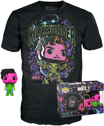 Funko Pop! & Tee: What If - Killmonger - Extra Large - (XL) - Anything Goes - T-Shirt - Clothes With Collectable Vinyl Figure - Gift Idea - Toys and Short Sleeve Top for Adults Unisex Men and Women