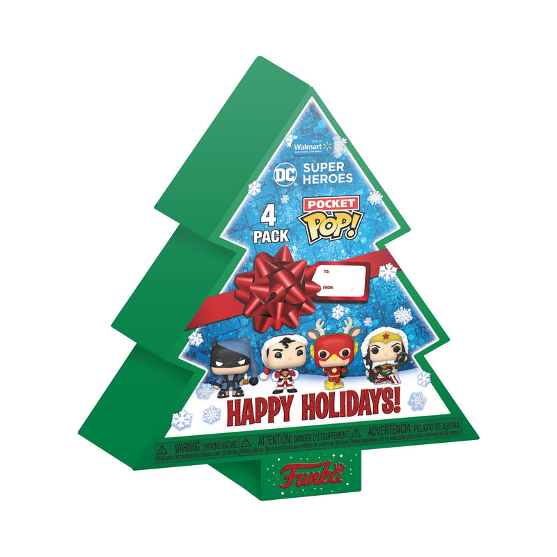 Funko Pocket Pop! DC Holiday - Superman - Tree Holiday Box 4 Pieces - DC Comics - Keychain - Neuartiger Schlüsselanhänger - Vinyl-Minifigur Zum Sammeln - Strumpffüller - Geschenkidee
