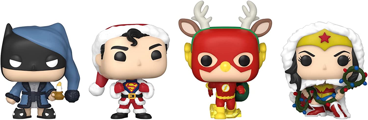 Funko Pocket Pop! DC Holiday - Superman - Tree Holiday Box 4 Pieces - DC Comics - Keychain - Neuartiger Schlüsselanhänger - Vinyl-Minifigur Zum Sammeln - Strumpffüller - Geschenkidee