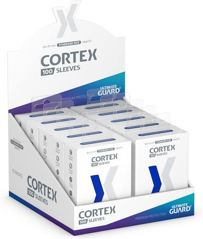 Ultimate Guard Cortex Outer Card Sleeves, 100 Standard Size TCG Sleeves, 66 x 91mm, Blue Back, Glossy Finish, No PVC & Acid-Free, High Clarity