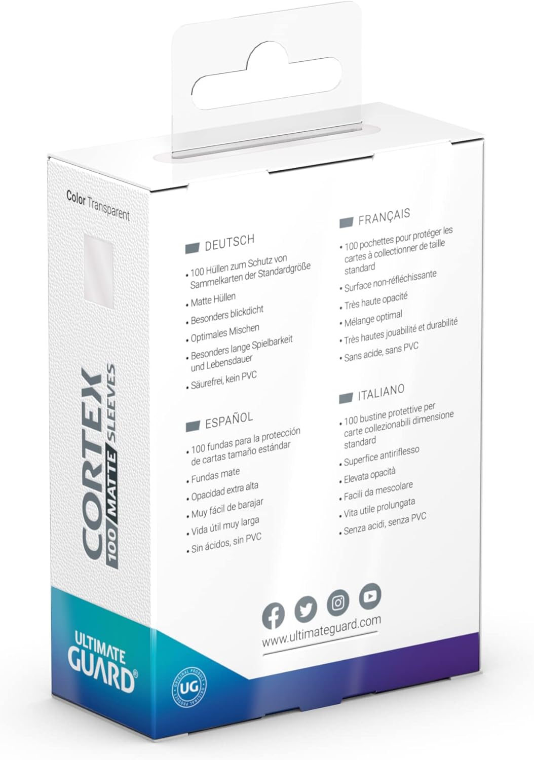 Ultimate Guard Cortex Sleeves Standard Size Matte Transparent (100