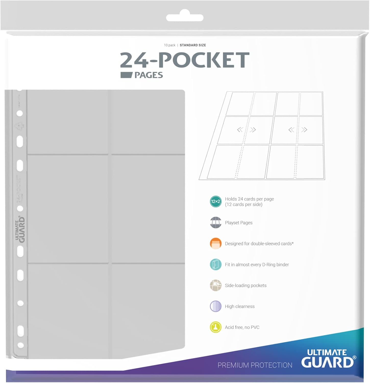 Ultimate Guard 24-Pocket QuadRow Side-Loading Pages (10) - Transparent