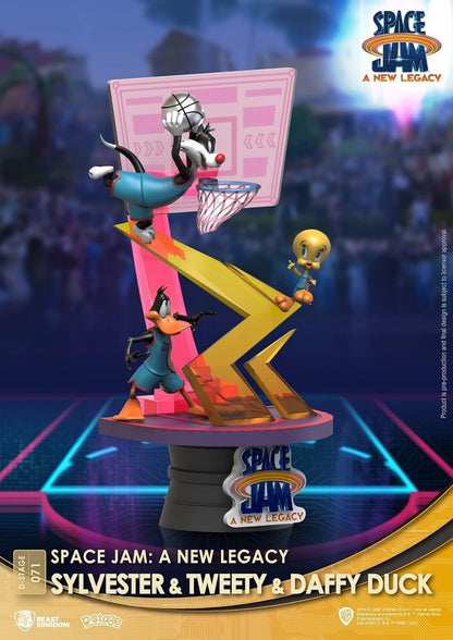 Beast Kingdom Space Jam: A New Legacy: Sylvester, Tweety Bird & Daffy Duck DS-071 D-Stage Statue,Multicolor,6 inches