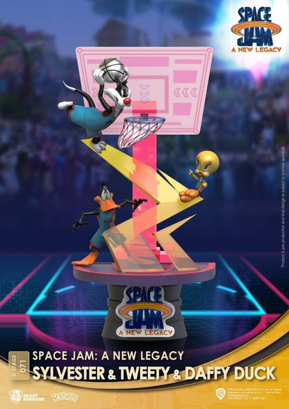 Beast Kingdom Space Jam: A New Legacy: Sylvester, Tweety Bird & Daffy Duck DS-071 D-Stage Statue,Multicolor,6 inches
