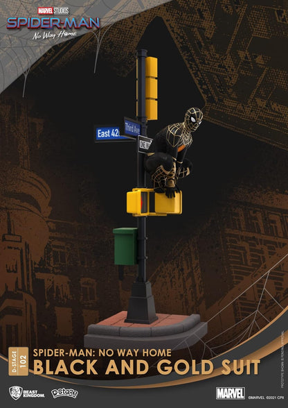 Beast Kingdom Spider-Man: No Way Home: Black & Gold DS-102 D-Stage Diorama Statue, Multicolor