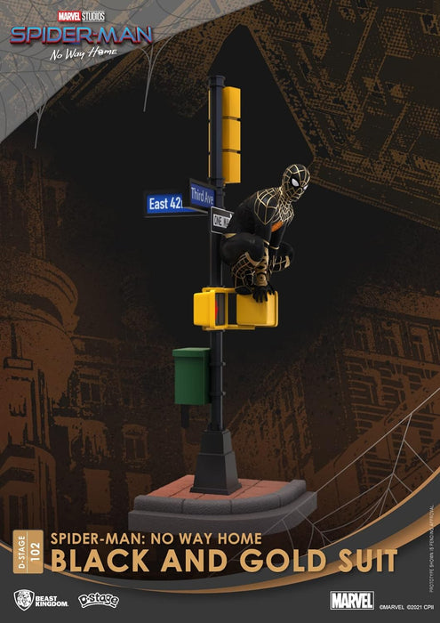 Beast Kingdom Spider-Man: No Way Home: Black & Gold DS-102 D-Stage Diorama Statue, Multicolor