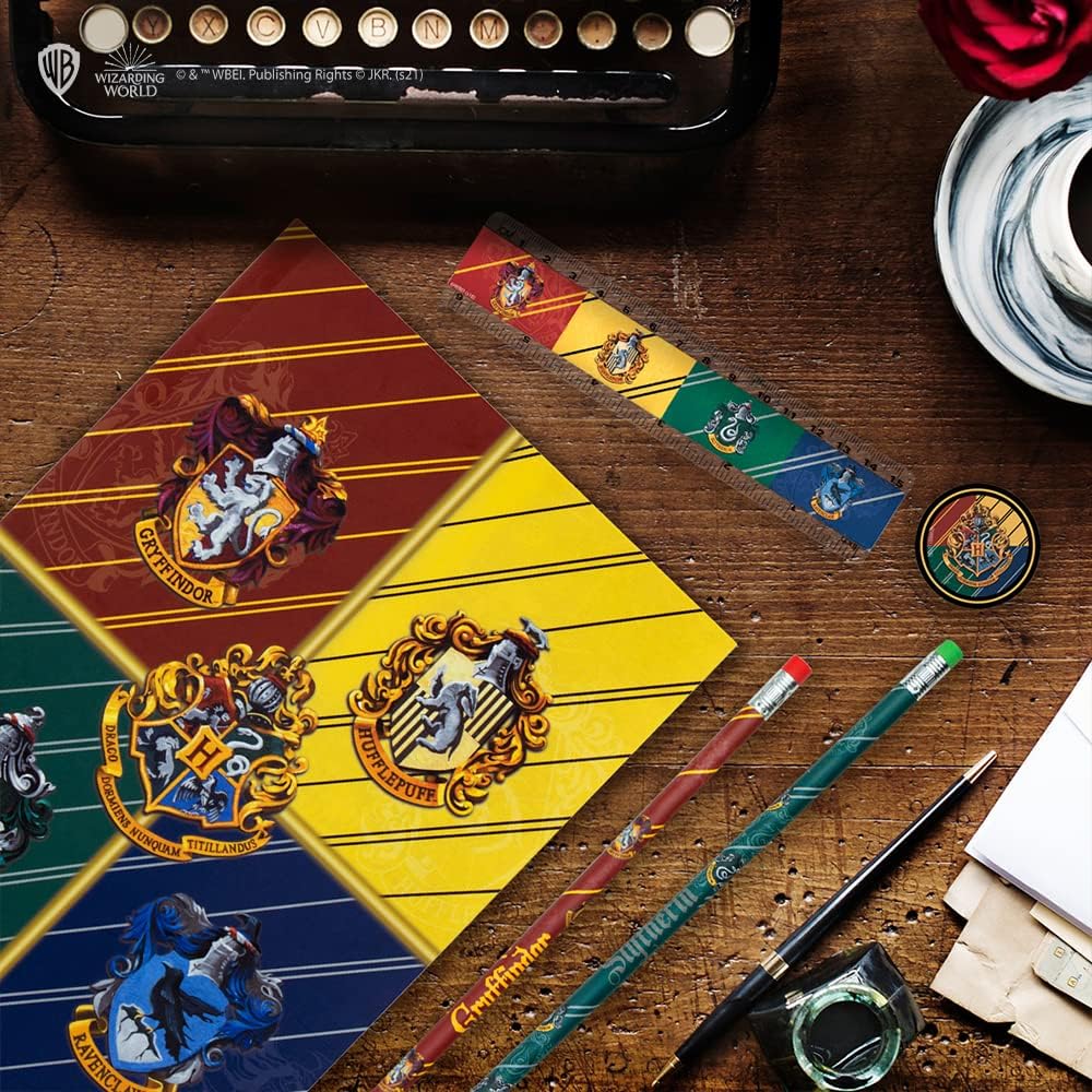 Cinereplicas Harry Potter - Briefpapierset Hogwarts Häuser - Offizielle Lizenz
